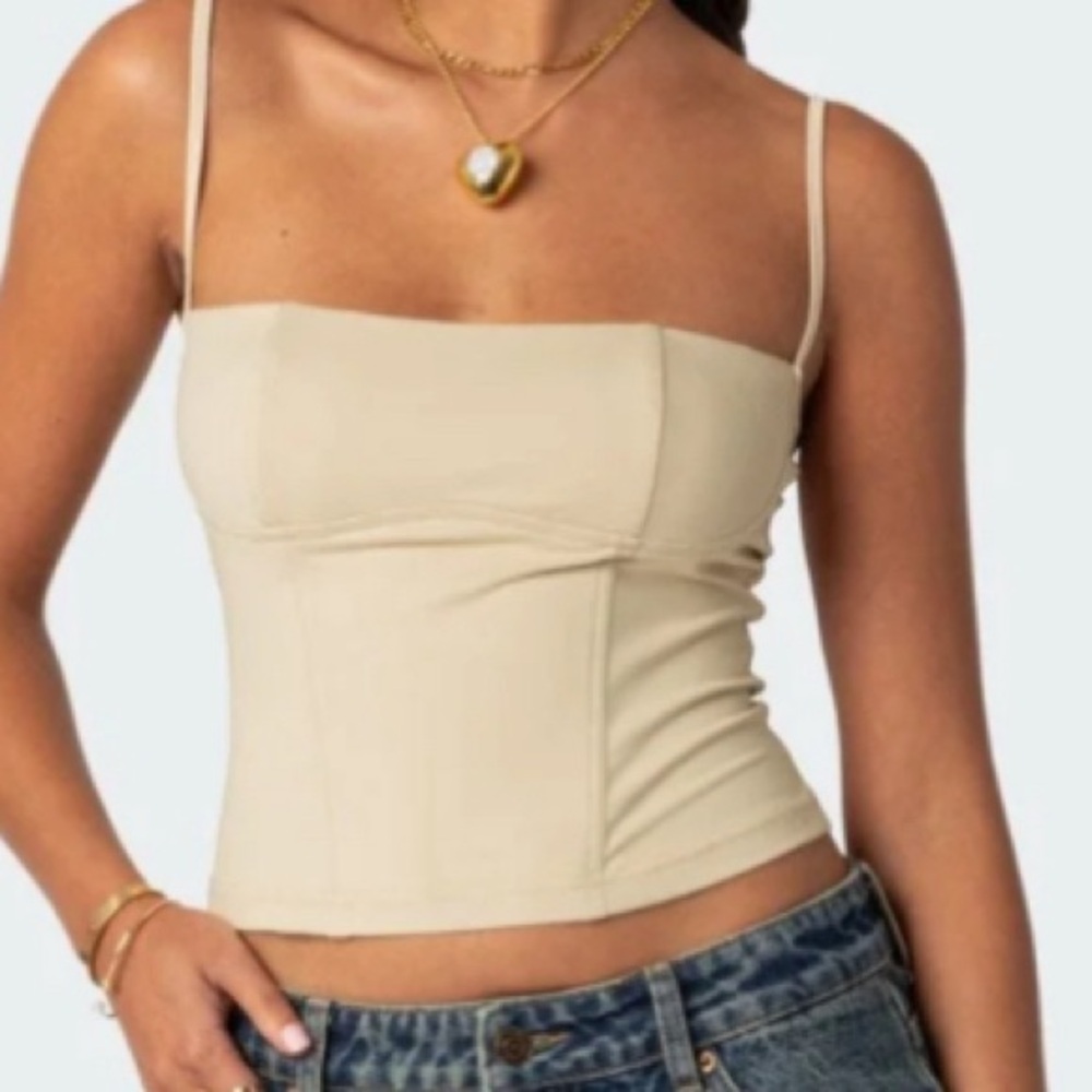 Edikted Juno Corset Top in Beige